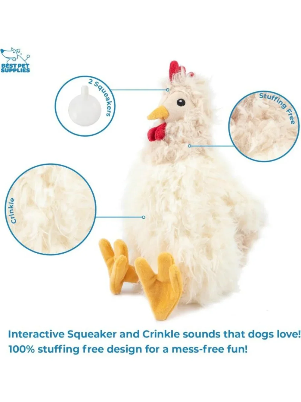 Interactive Squeaky Dog Chew Toy - Crinkle Chicken for Small, Medium & Large